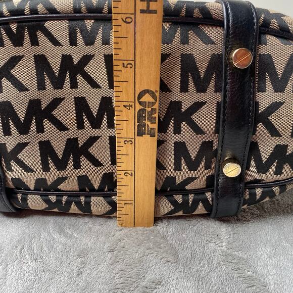 Michael Kors Signature Jacquard Bedford Satchel no Crossbody strap black tan - Picture 9 of 9